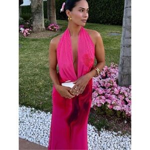 Zara pink draped maxi dress
